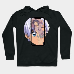 Anime Girl Cute in Phone Hoodie